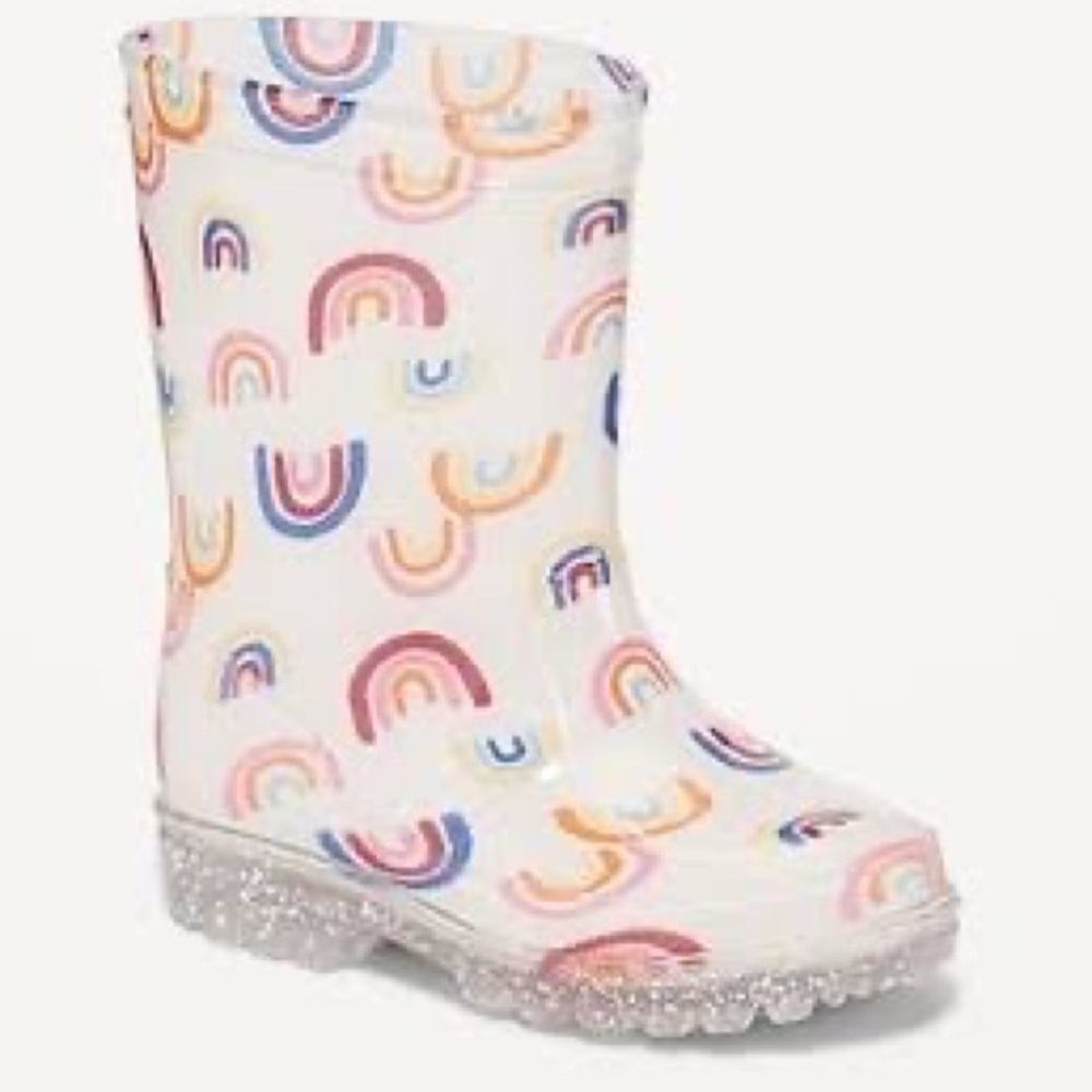 Old Navy Rainbow Sparkle Sole Rain Boots Size 5